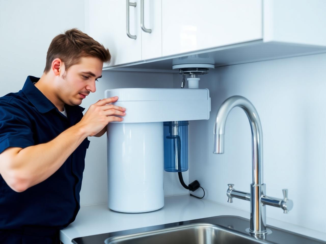 RO water purifier installation under a kitchen sink in Bhubaneswar